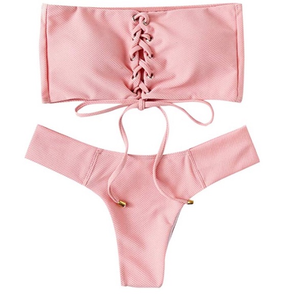 Other - pink 2 piece bandeau bathing suit